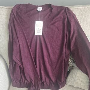a new day Women's V-Neck Sweater in Deep Burgundy
